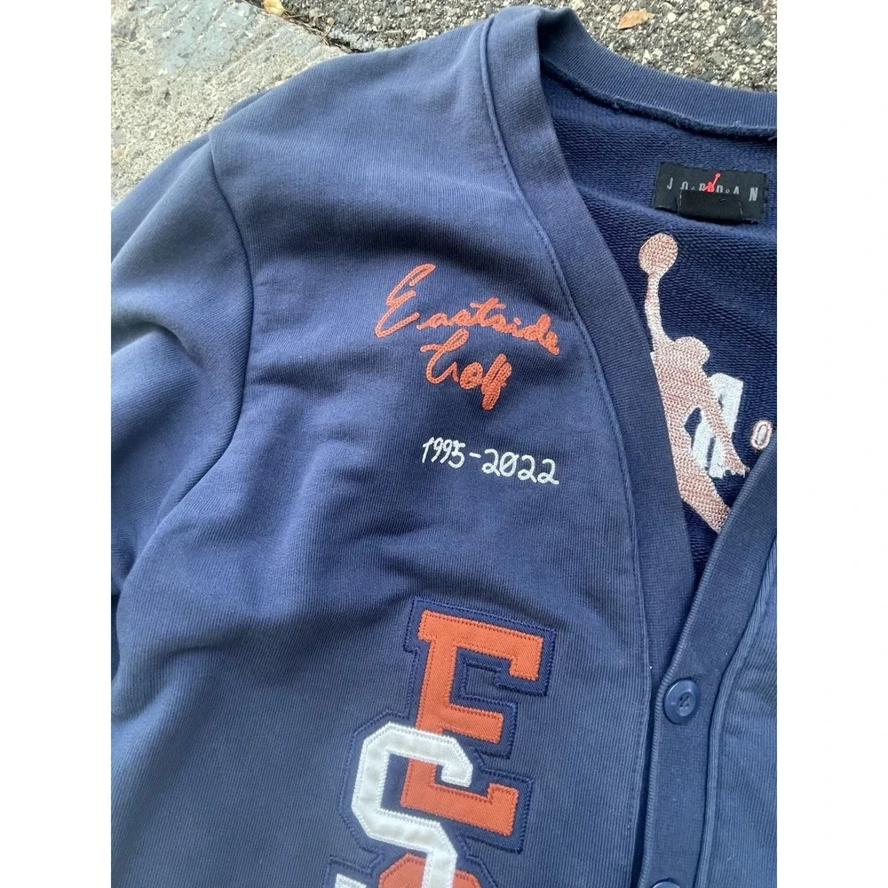 Jordan x Eastside Golf Cardigan Sweater Navy Men's Large Heavyweight Chenille